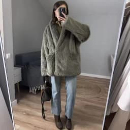 Oversized Women Faux Mink Fur Coat Reversible Collar Mid‑Length Warm Plush Autumn Winter Elegant Outerwear With Decorative Wais