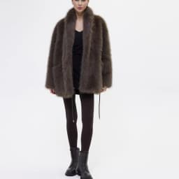 Oversized Women Faux Mink Fur Coat Reversible Collar Mid‑Length Warm Plush Autumn Winter Elegant Outerwear With Decorative Wais