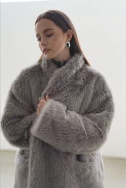 Oversized Women Faux Mink Fur Coat Reversible Collar Mid‑Length Warm Plush Autumn Winter Elegant Outerwear With Decorative Wais