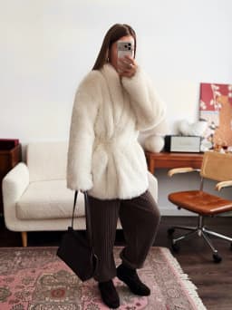Oversized Women Faux Mink Fur Coat Reversible Collar Mid‑Length Warm Plush Autumn Winter Elegant Outerwear With Decorative Wais