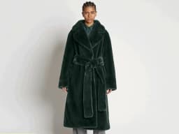 Women Lapel Luxury Lace Up Faux Fur Coat Chic Long Sleeve Fluffy Warm Loose Long Jacket Lady Winter Daily Highstreet Outerwears