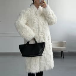 Women Mid-length Faux Fur Coat V neck Single Breasted Autumn Winter Warm Plush Overcoat