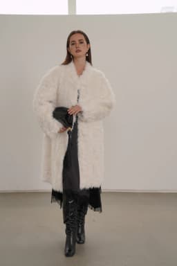 Women Mid-length Faux Fur Coat V neck Single Breasted Autumn Winter Warm Plush Overcoat
