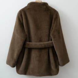 Women Shawl Collar Faux Fur Coat, Single‑Breasted Warm Fluffy Plush Jacket with Waist Belt, Elegant Autumn Winter Outerwear