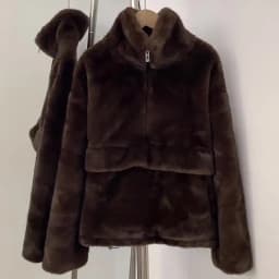 Aynaray 2026 Autumn Winter Women Faux Fur Sweatshirt Solid Brown Warm Oversized Pullover Long Sleeve Plush Fluffy Outwear Women