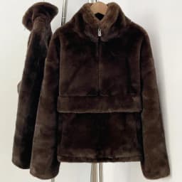 Aynaray 2026 Autumn Winter Women Faux Fur Sweatshirt Solid Brown Warm Oversized Pullover Long Sleeve Plush Fluffy Outwear Women