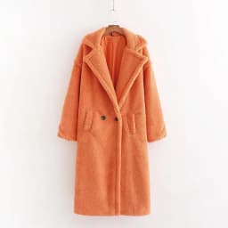 Winter Notched Collar Hairy Shaggy Faux Fur Long Teddy Coat Ivory Woman Shearling Fluffy X-Long Jackets Keep Warm Outerwear