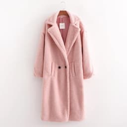 Winter Notched Collar Hairy Shaggy Faux Fur Long Teddy Coat Ivory Woman Shearling Fluffy X-Long Jackets Keep Warm Outerwear