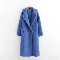 Winter Notched Collar Hairy Shaggy Faux Fur Long Teddy Coat Ivory Woman Shearling Fluffy X-Long Jackets Keep Warm Outerwear
