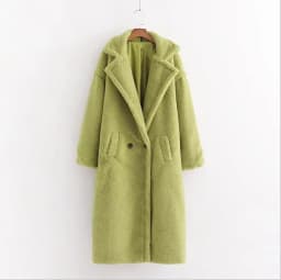 Winter Notched Collar Hairy Shaggy Faux Fur Long Teddy Coat Ivory Woman Shearling Fluffy X-Long Jackets Keep Warm Outerwear