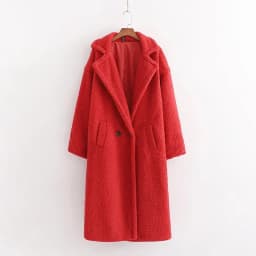 Winter Notched Collar Hairy Shaggy Faux Fur Long Teddy Coat Ivory Woman Shearling Fluffy X-Long Jackets Keep Warm Outerwear