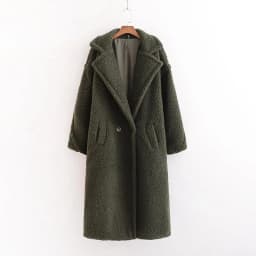 Winter Notched Collar Hairy Shaggy Faux Fur Long Teddy Coat Ivory Woman Shearling Fluffy X-Long Jackets Keep Warm Outerwear