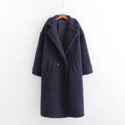 Winter Notched Collar Hairy Shaggy Faux Fur Long Teddy Coat Ivory Woman Shearling Fluffy X-Long Jackets Keep Warm Outerwear