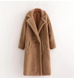 Winter Notched Collar Hairy Shaggy Faux Fur Long Teddy Coat Ivory Woman Shearling Fluffy X-Long Jackets Keep Warm Outerwear