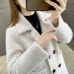Imitation mink velvet coat women's medium long plaid coat autumn winter thick loose suit collar warm autumn winter coat