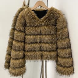 DEABRIOR Women Fake Fur Cropped Jacket V-Neck Long Sleeve Faux Fur Coat New Luxury Winter Warm Fluffy Short Outerwear Female