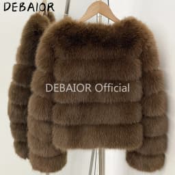 DEABRIOR Women Fake Fur Cropped Jacket V-Neck Long Sleeve Faux Fur Coat New Luxury Winter Warm Fluffy Short Outerwear Female