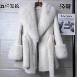 Luxury Brand Chic Faux Fur Coats Fur Collar Oversized with Belt Women Fur Jackets Winter Long Sleeve Outerwear Soft Coats New