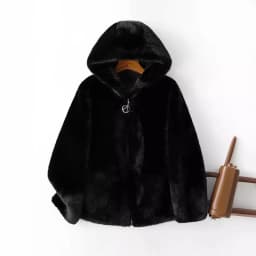 Women's Short Hooded Faux Mink Fur Coat 2026 Winter Thick Warm Zipper Plush Jackets Female High Quality Solid Thermal Outerwear