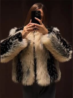 Print Faux Fur Jackets Women Loose O Neck Long Sleeves Fluffy Warm Parka Female 2025 Winter New Chic Fashion Street Outwears