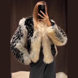Print Faux Fur Jackets Women Loose O Neck Long Sleeves Fluffy Warm Parka Female 2025 Winter New Chic Fashion Street Outwears