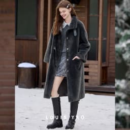 LOUIS YAO Stand Collar Faux Fur Women's Long Coat 2025 Winter Vintage Soft Faux Mink Chic Street Wear Long-Sleeved Warm Coat
