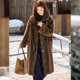LOUIS YAO Stand Collar Faux Fur Women's Long Coat 2025 Winter Vintage Soft Faux Mink Chic Street Wear Long-Sleeved Warm Coat