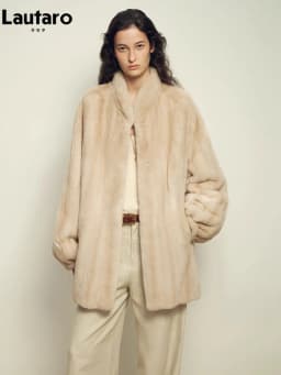 Lautaro Autumn Winter Thick Warm Faux Mink Fur Coat Women Stand Collar Luxury High Quality Elegant Chic Fluffy Overcoat 2026
