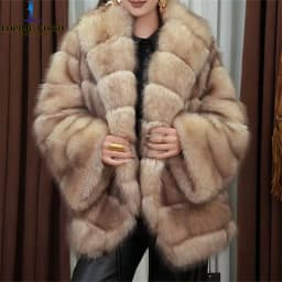 Faux Mink Fur Coat for Women,Covered Button Jacket,Turn-down Collar Outwear,Luxury,Korean,Autumn and Winter