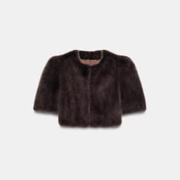Luxury Solid High Waist Faux Fur Coat Women Elegant Half Sleeve Round Neck Regular Shoulder Thicken Jacket New Female Party Wear