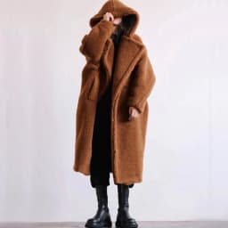 Women Lamb Wool Coats Faux Fur Hooded Long Maxi Coat Turn Down Collar Work Open Stitch Elegant Warm Thick Autumn Winter