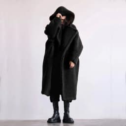 Women Lamb Wool Coats Faux Fur Hooded Long Maxi Coat Turn Down Collar Work Open Stitch Elegant Warm Thick Autumn Winter