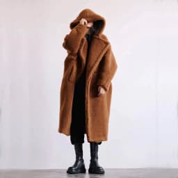 Women Lamb Wool Coats Faux Fur Hooded Long Maxi Coat Turn Down Collar Work Open Stitch Elegant Warm Thick Autumn Winter