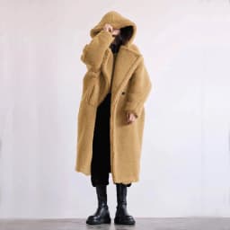 Women Lamb Wool Coats Faux Fur Hooded Long Maxi Coat Turn Down Collar Work Open Stitch Elegant Warm Thick Autumn Winter
