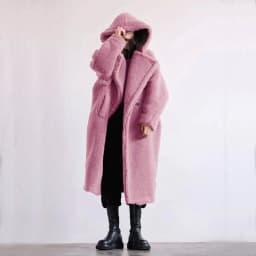 Women Lamb Wool Coats Faux Fur Hooded Long Maxi Coat Turn Down Collar Work Open Stitch Elegant Warm Thick Autumn Winter