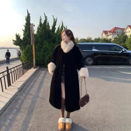 Women Faux Fur Long Coats Jackets Turn Down Collar Coat Thick Warm Y2k Streetwear Jacket Elegant Work Outerwear Autumn Winter