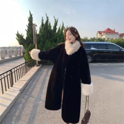 Women Faux Fur Long Coats Jackets Turn Down Collar Coat Thick Warm Y2k Streetwear Jacket Elegant Work Outerwear Autumn Winter
