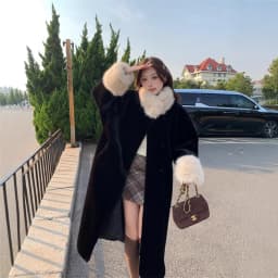 Women Faux Fur Long Coats Jackets Turn Down Collar Coat Thick Warm Y2k Streetwear Jacket Elegant Work Outerwear Autumn Winter