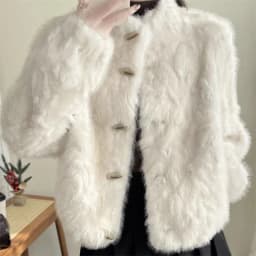 Winter Ladies Stand Collar Faux Fur Outwear Korean Women High-end Short Fur Jacket Autumn Female Fashion Long Sleeved Plush Coat