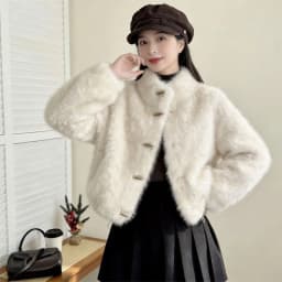 Winter Ladies Stand Collar Faux Fur Outwear Korean Women High-end Short Fur Jacket Autumn Female Fashion Long Sleeved Plush Coat