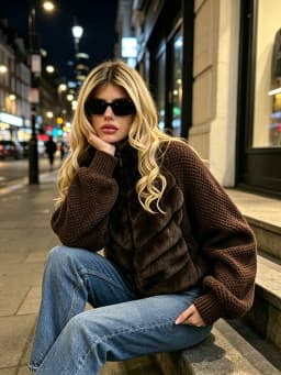 Fashion Faux Fur Knitted Coats Women's Full Sleeves Zipper Stand Collar Jackets 2026 New Ladies Autumn Winter Casual Outwear