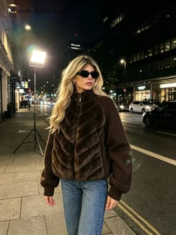 Fashion Faux Fur Knitted Coats Women's Full Sleeves Zipper Stand Collar Jackets 2026 New Ladies Autumn Winter Casual Outwear