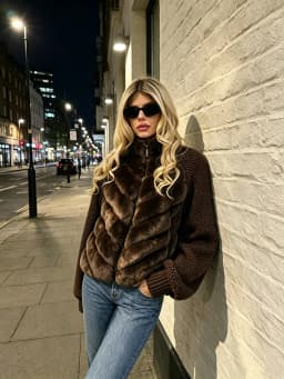 Fashion Faux Fur Knitted Coats Women's Full Sleeves Zipper Stand Collar Jackets 2026 New Ladies Autumn Winter Casual Outwear