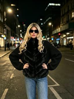 Fashion Faux Fur Knitted Coats Women's Full Sleeves Zipper Stand Collar Jackets 2026 New Ladies Autumn Winter Casual Outwear