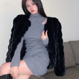 Fashion Round Neck Faux Mink Fur Coat Women Autumn Winter Warm Fluffy Cropped Outerwear Woman Elegant Party Wear Plush Jacket