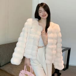 Fashion Round Neck Faux Mink Fur Coat Women Autumn Winter Warm Fluffy Cropped Outerwear Woman Elegant Party Wear Plush Jacket