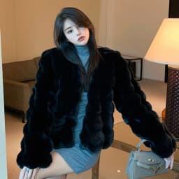 Fashion Round Neck Faux Mink Fur Coat Women Autumn Winter Warm Fluffy Cropped Outerwear Woman Elegant Party Wear Plush Jacket