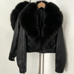 DEBAIOR Women Faux Leather Short Jacket with Faux Fur Collar Luxury Winter Warm Cropped Coat New Long Sleeve Casual Outerwear