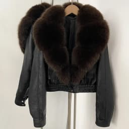 DEBAIOR Women Faux Leather Short Jacket with Faux Fur Collar Luxury Winter Warm Cropped Coat New Long Sleeve Casual Outerwear