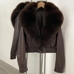 DEBAIOR Women Faux Leather Short Jacket with Faux Fur Collar Luxury Winter Warm Cropped Coat New Long Sleeve Casual Outerwear